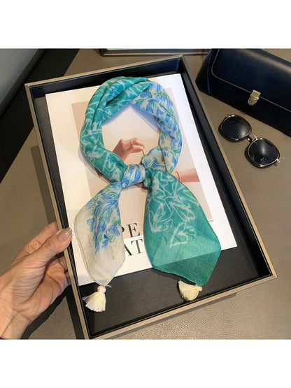 Scarvii - Fresh Print Tassel Design Square Scarf