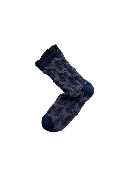 Rufia -  Butterfly Pattern Mid-calf Socks with Retro Style