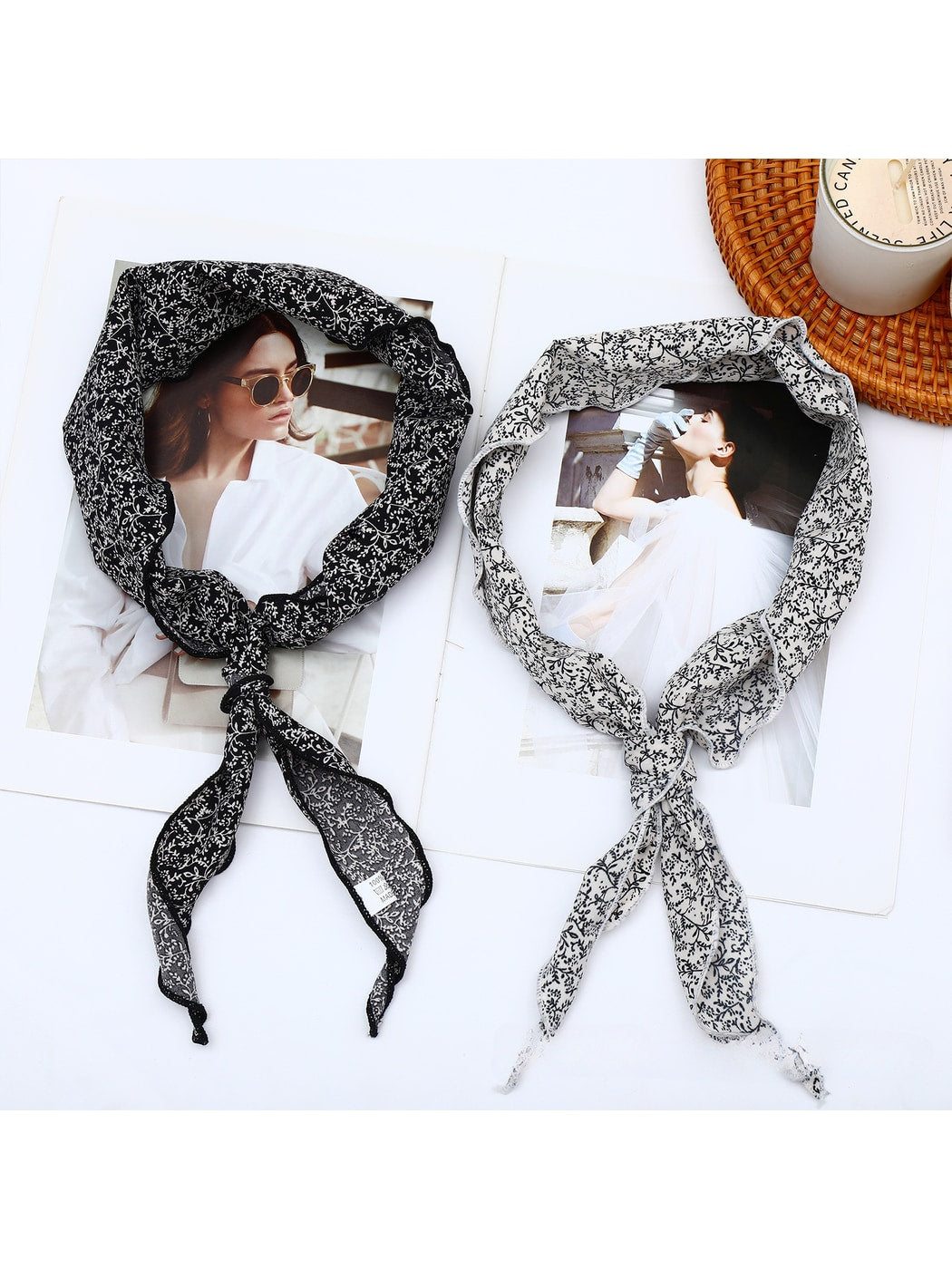 Scarvii - Print Scalloped Edge Triangle Bandana