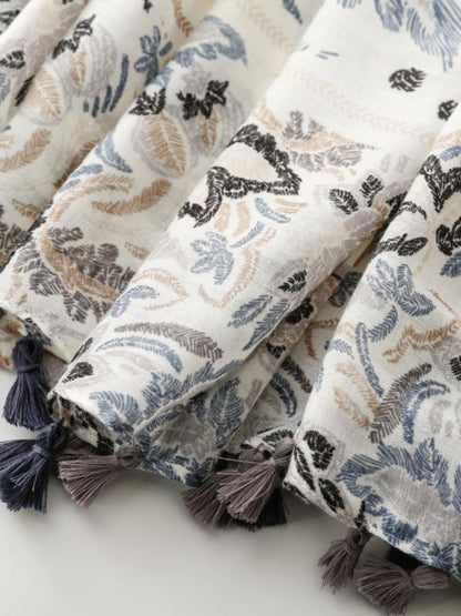 Scarvii - Boho Style Plant Floral Print Scarf - Chic & Fresh