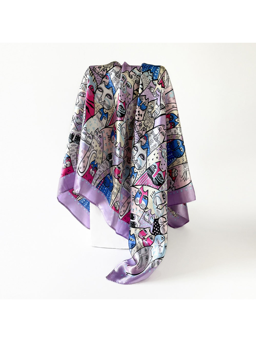 Scarvii - Colorful Cat Pattern Square Scarf