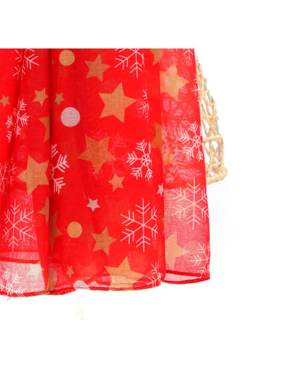 Scarvii - Red Scarf with Christmas Snowflake Print