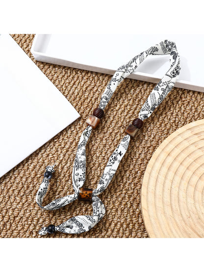 Scarvii - Decorative Long Beaded Fashion Narrow Scarf