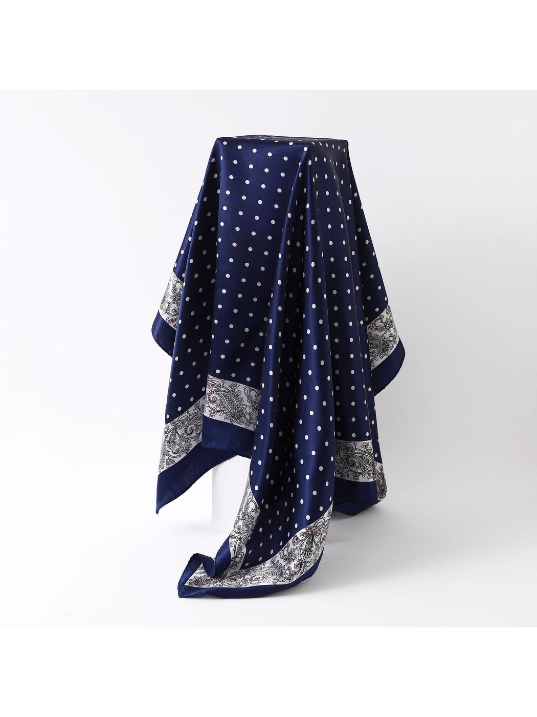 Scarvii - Polka Dot Printed Border Square Scarf