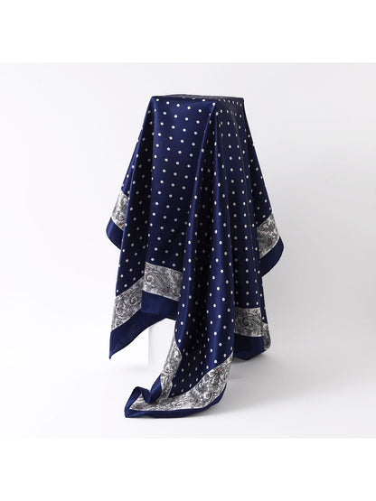 Scarvii - Polka Dot Printed Border Square Scarf