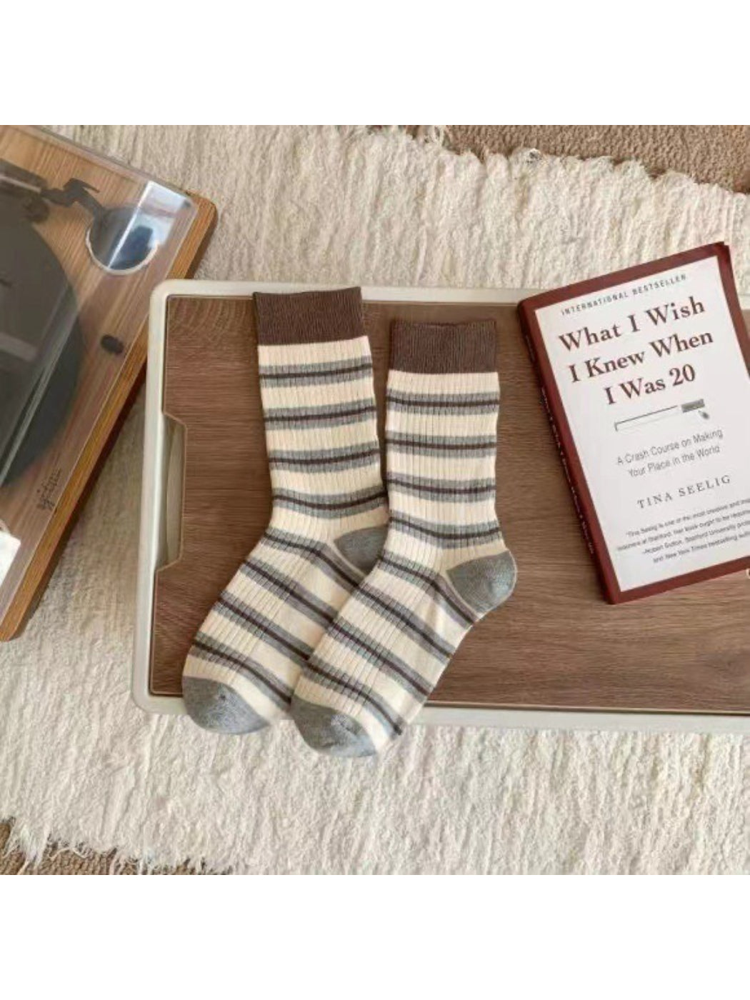 Rufia - Balanced Stripe Ribbed Crew Socks