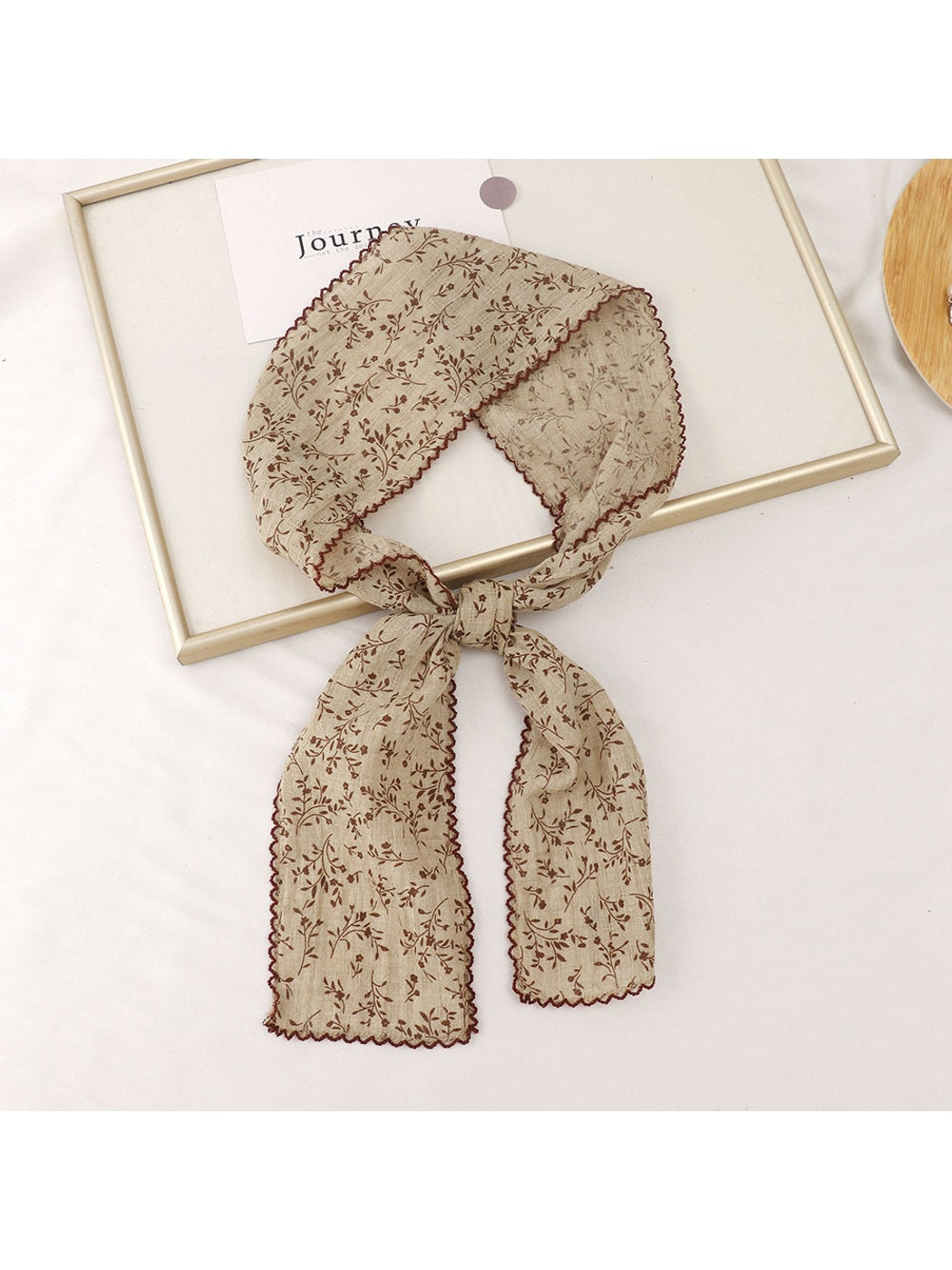Scarvii - Printed Floral Neck Styling Narrow Scarf