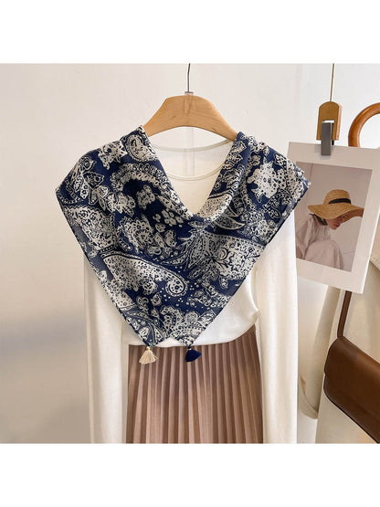 Scarvii - Tassel Corner Paisley Pattern Square Scarf