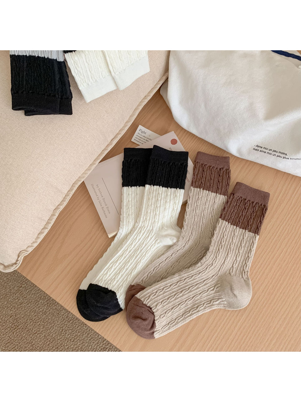 Rufia - Color Block Textured Crew Socks