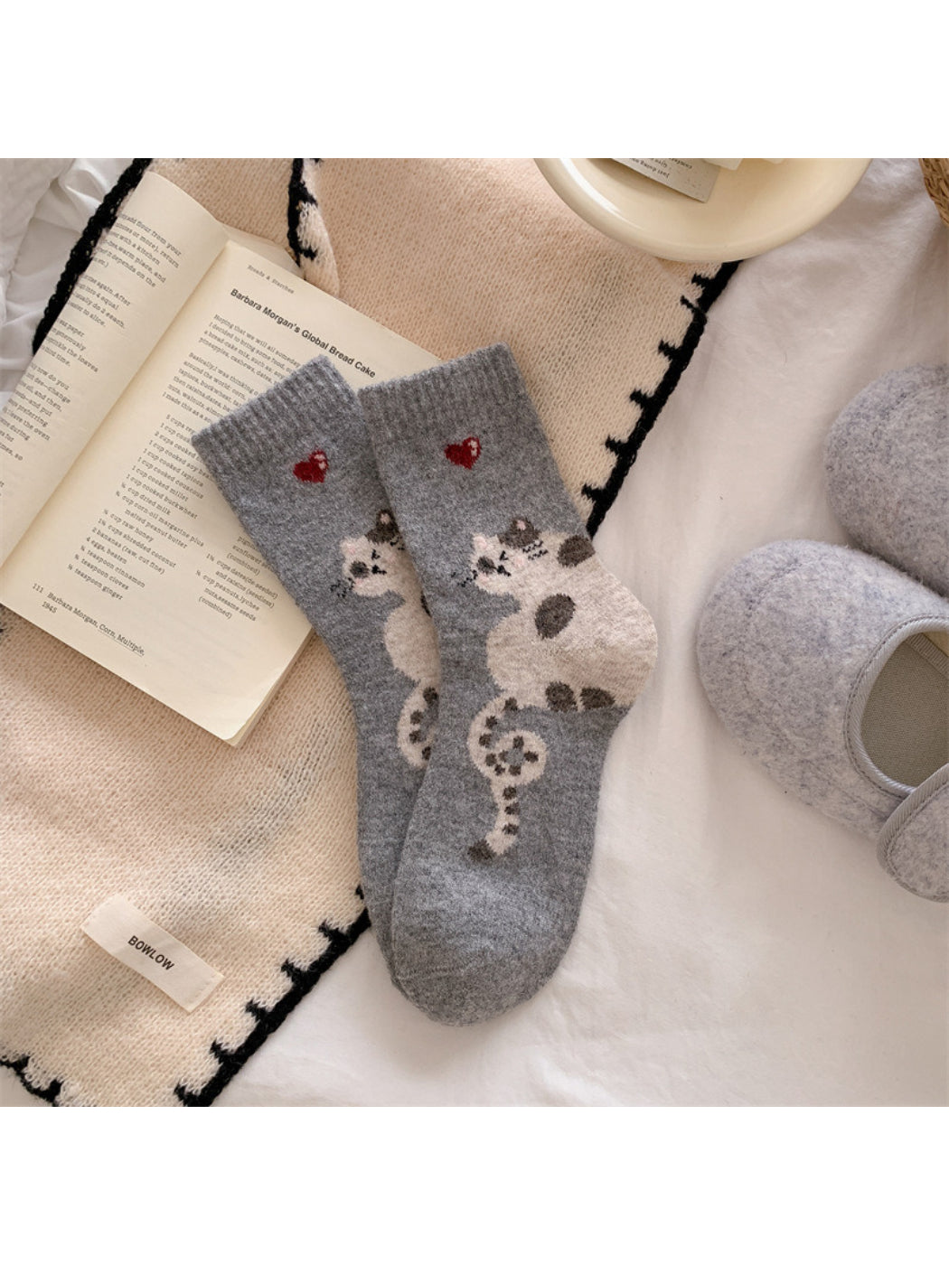 Rufia - Cute Cat Pattern Cozy Crew Socks