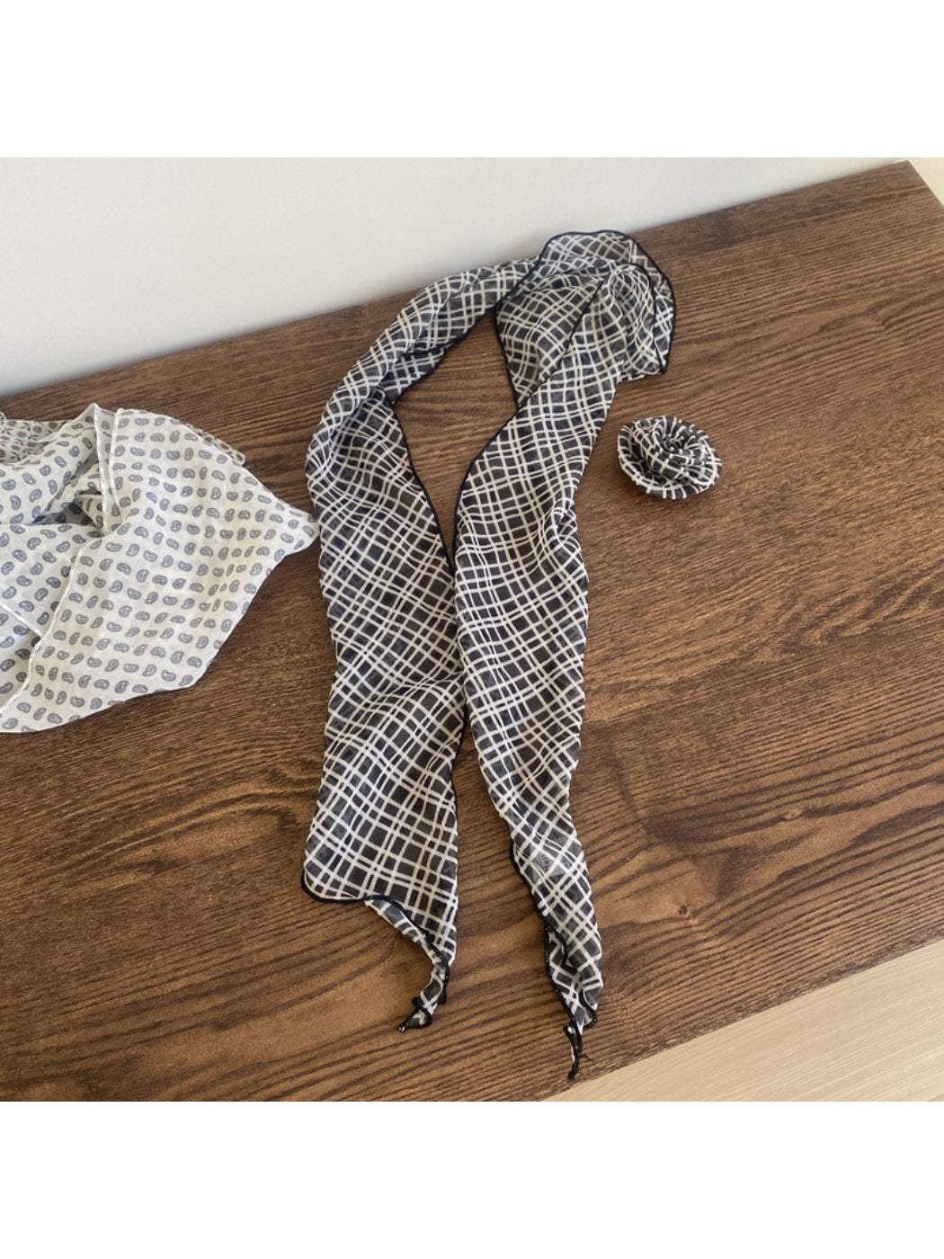 Scarvii Sheer Polka Dot Skinny Scarf
