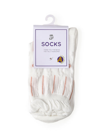 Rufia - White Rolled Edge Socks for Women