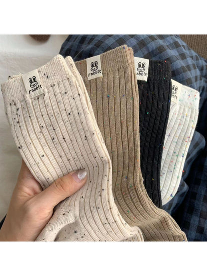 Rufia - Flecked Rib Knit Crew Socks