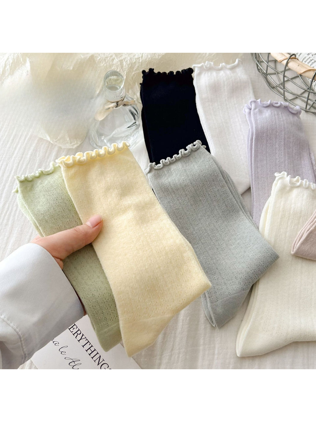 Rufia - Lettuce Edge Ribbed Crew Socks product image 1