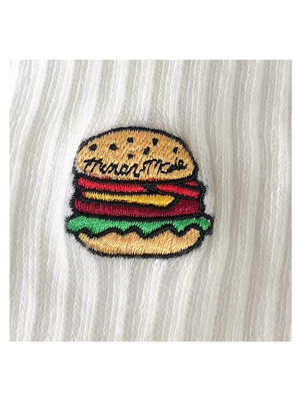 Rufia - Solid Base Burger Motif Crew Socks