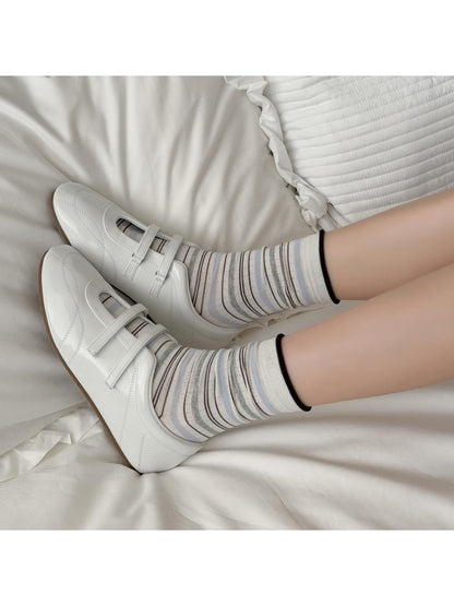 Rufia - Playful Dog Embroidery Ribbed Crew Socks