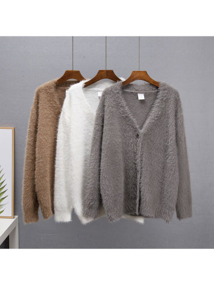 Crosa - Women's V-Neck Knit Cardigan Sweater Open Front Coat