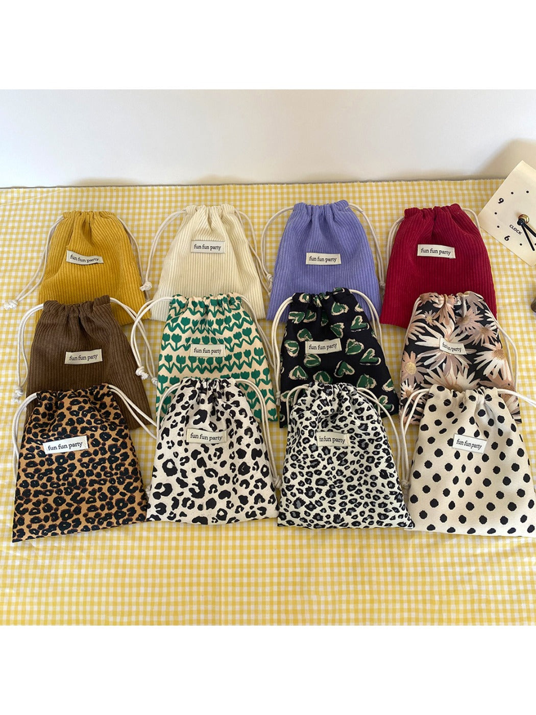 Cosbai - Corduroy Drawstring Pouch & Storage Bag