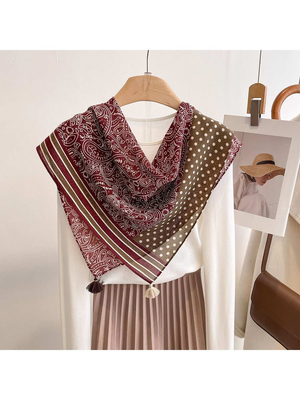 Scarvii - Retro Mixed Paisley Print Square Scarf
