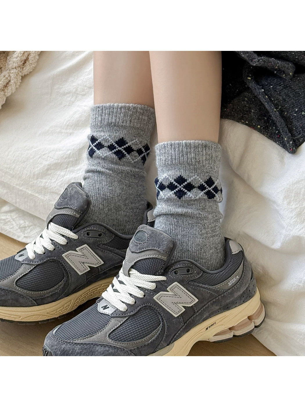 Rufia - Argyle Knit Crew Socks
