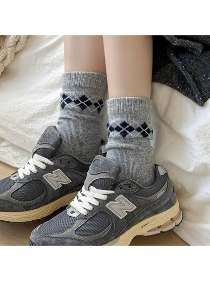 Rufia - Argyle Knit Crew Socks