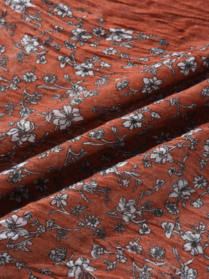 Scarvii - Lightweight Floral Pattern Ruched Scarf