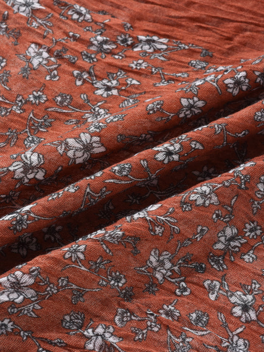 Scarvii - Lightweight Floral Pattern Ruched Scarf