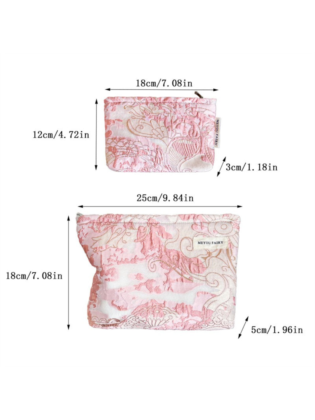 Cosbai pink floral cosmetic bag displayed on a plain surface highlighting its shape