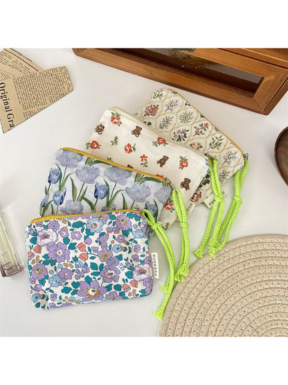 Cosbai - Floral Zipper Cosmetic Pouch