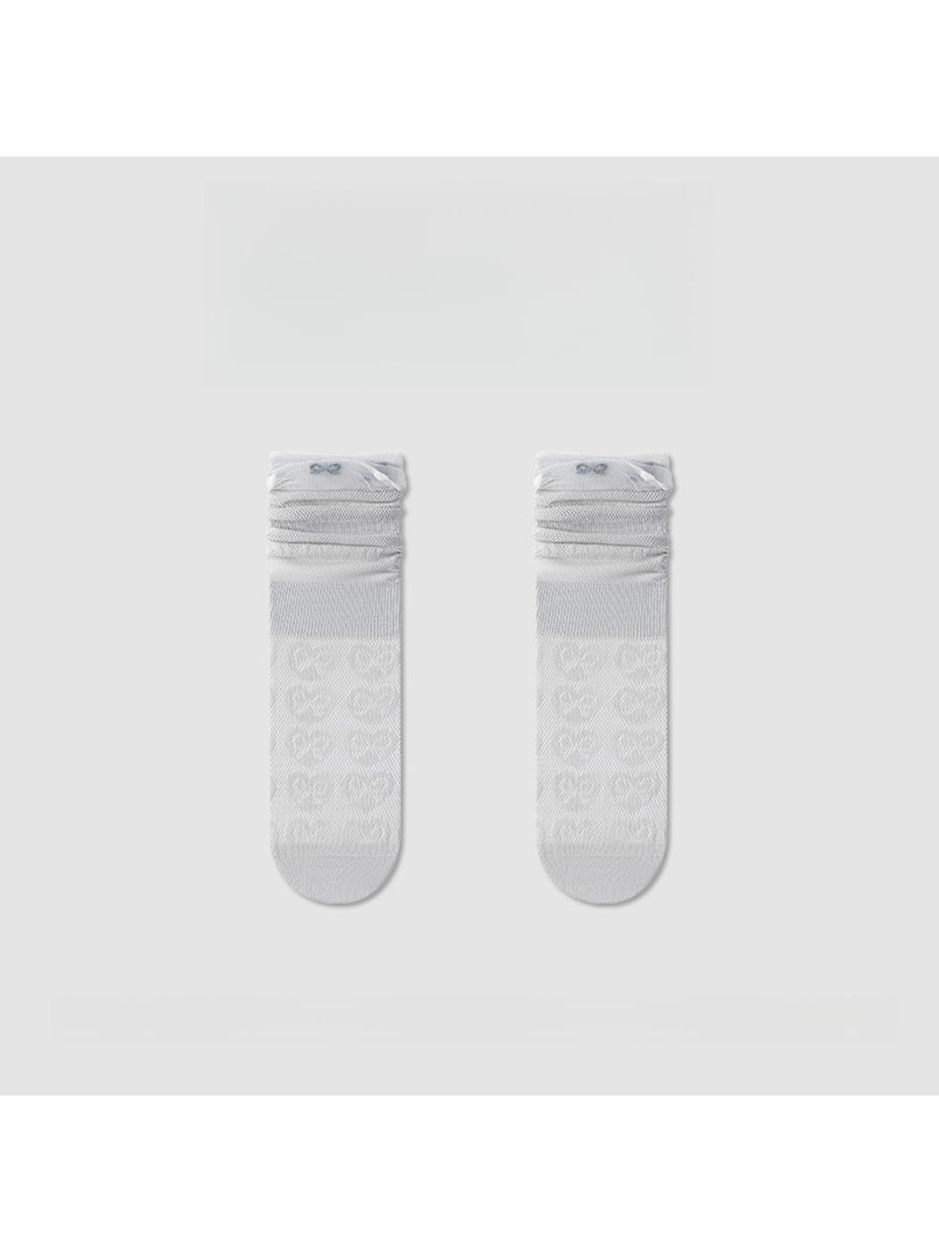 Rufia - Openwork Heart and Bow Pattern Crew Socks