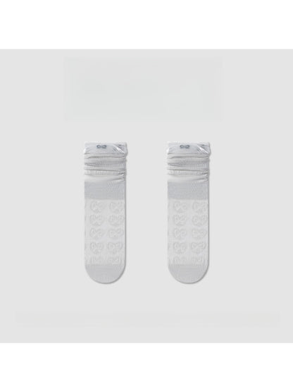 Rufia - Openwork Heart and Bow Pattern Crew Socks