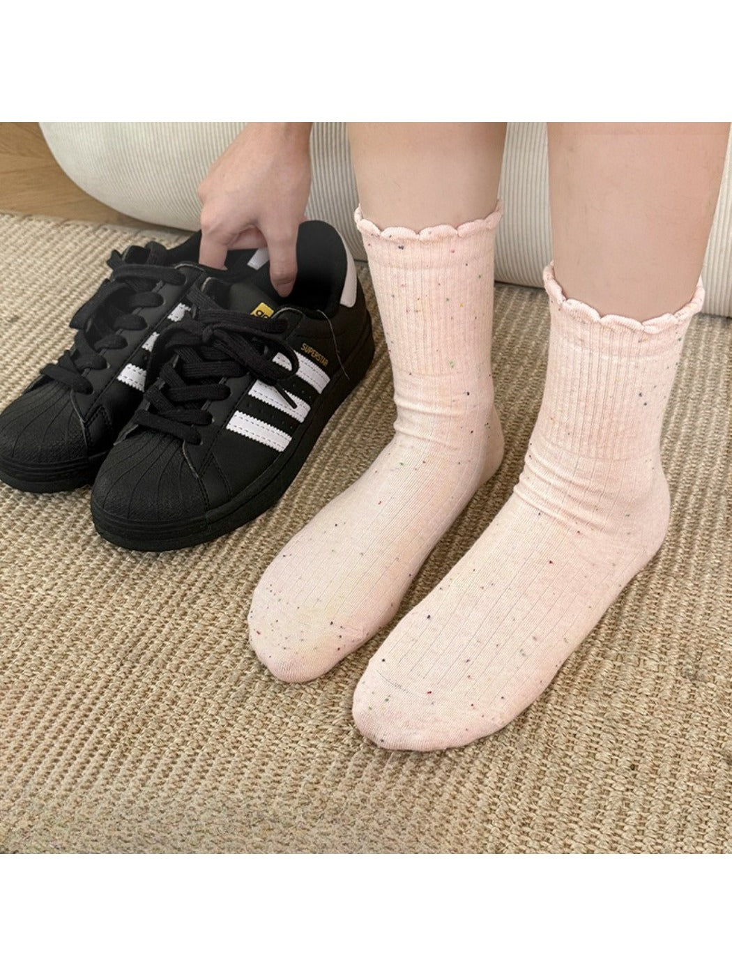 Rufia - Cute Ruffled Winter Socks with Colorful Starry Speckles