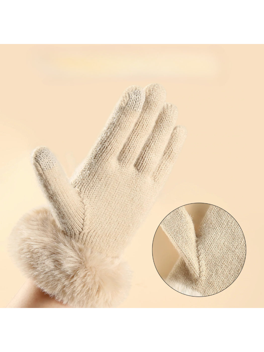 Gloving - Cable Knit Fuzzy-Cuff Gloves