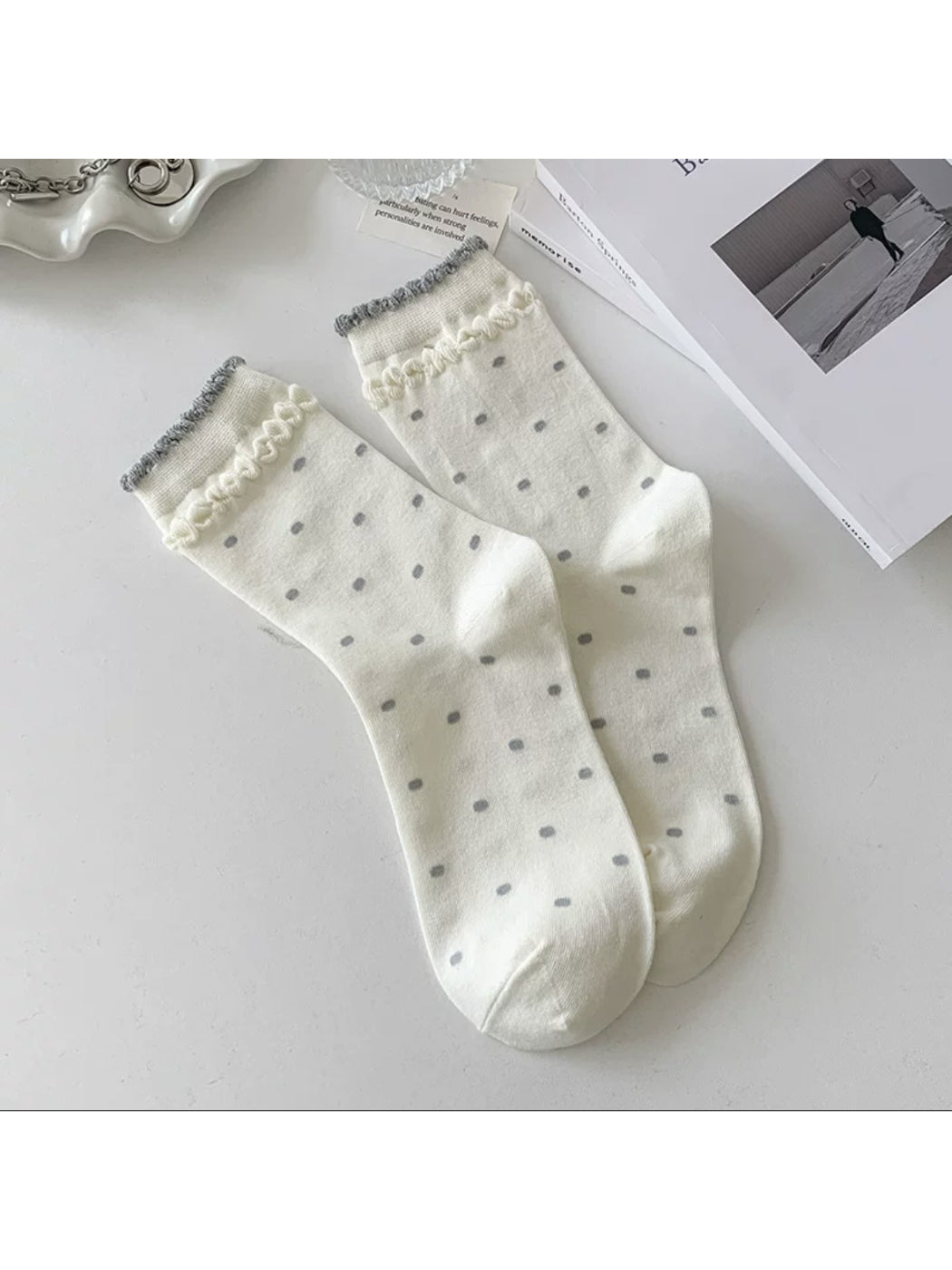 Rufia - Polka Dot Ruffle Cuff Crew Socks product image 8