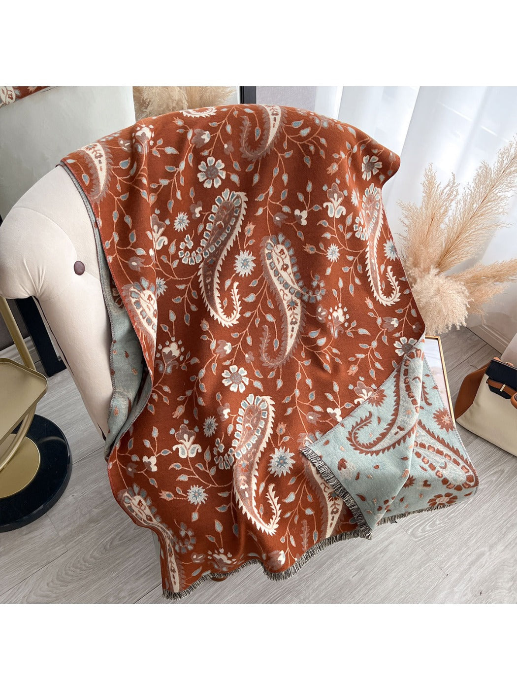 Scarvii - Double-Sided Paisley Print Scarf & Wrap