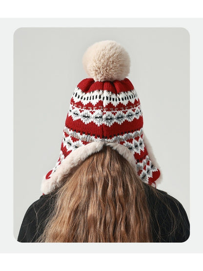 Haila - Jacquard Patterned  Knitted Beanie with Earflaps