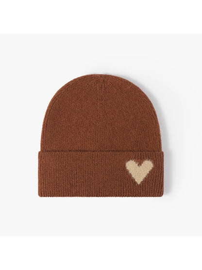 Haila - Heart Accent Cuffed Knit Beanie