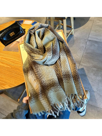 Scarvii - Bold Plaid Fringed Winter Scarf