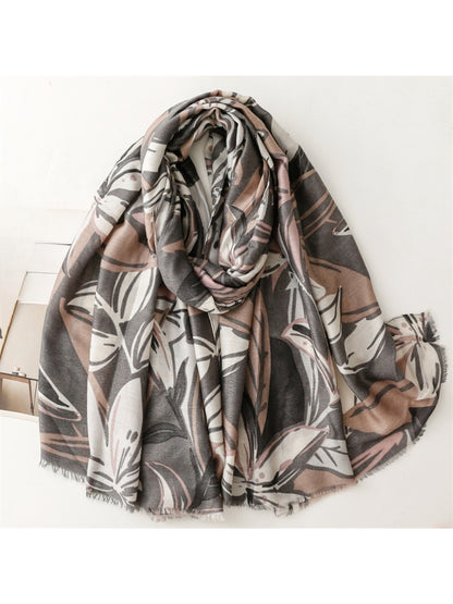 Scarvii - Modern Leaf Motif Printed Scarf