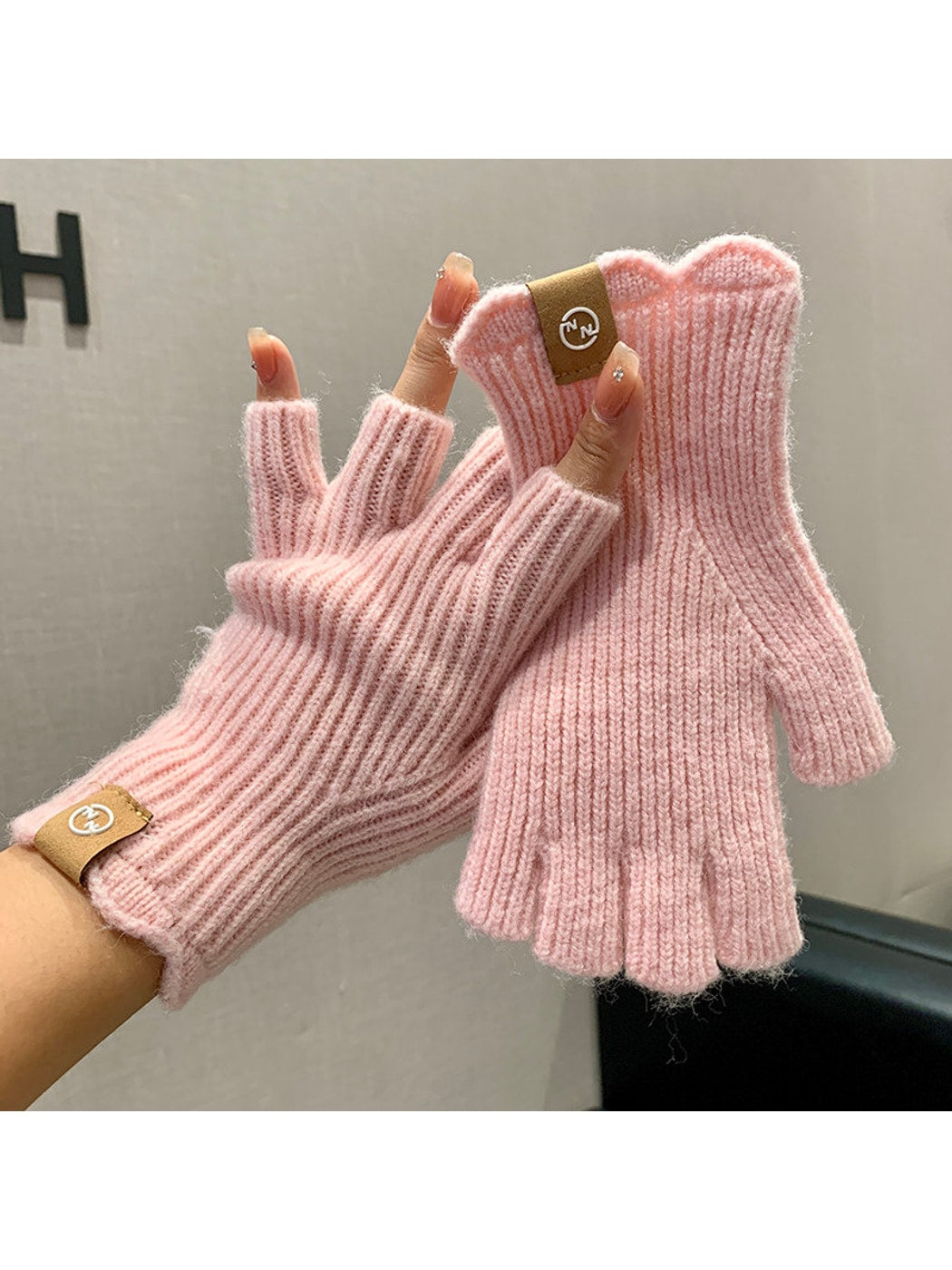 Gloving - Retro Ribbed Half Finger Winter Gloves