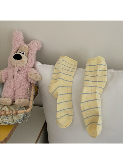 Rufia Stripe White Pastel Mid Calf Socks product image