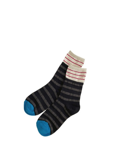 Rufia - Colorful Patchwork Stripe Mid-Calf Socks - Classic & Fresh