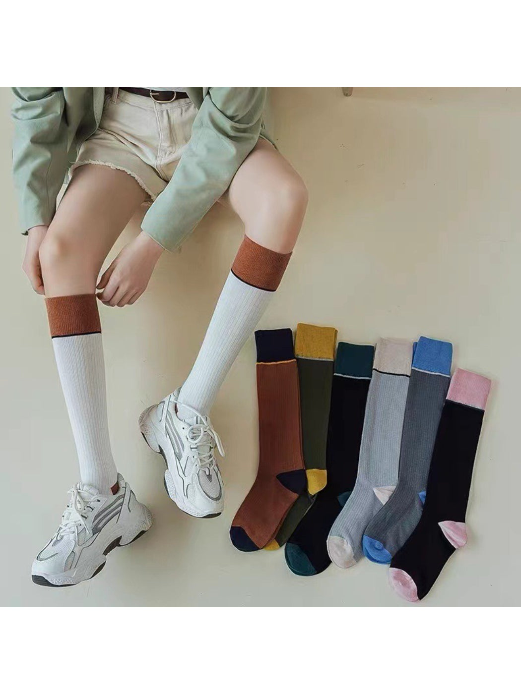 Rufia - Colorblock Ribbed Knee High Socks product image 1