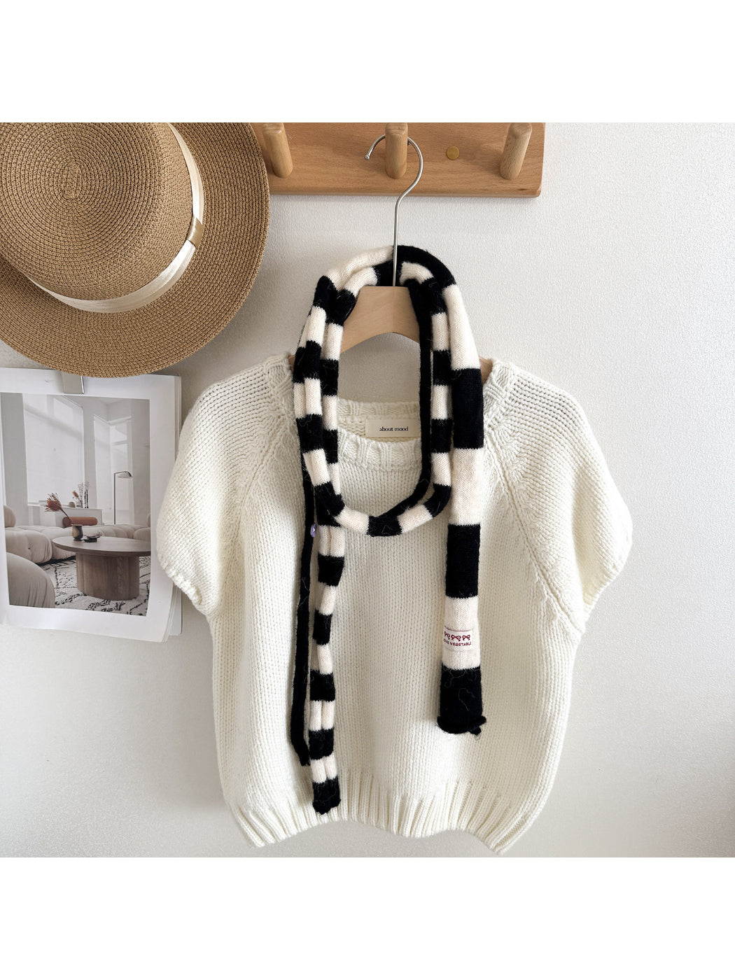 Scarvii - Soft Striped Knit Narrow Scarf