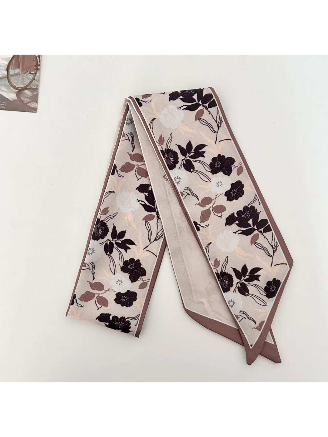 Scarvii Soft Floral Print Skinny Scarf
