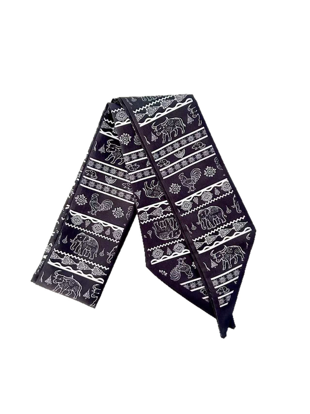 Scarvii Elephant Motif Decorative Skinny Scarf