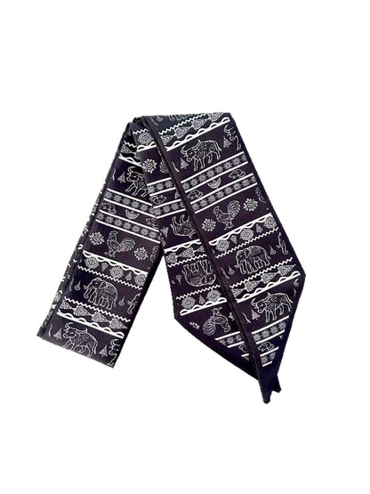 Scarvii Elephant Motif Decorative Skinny Scarf