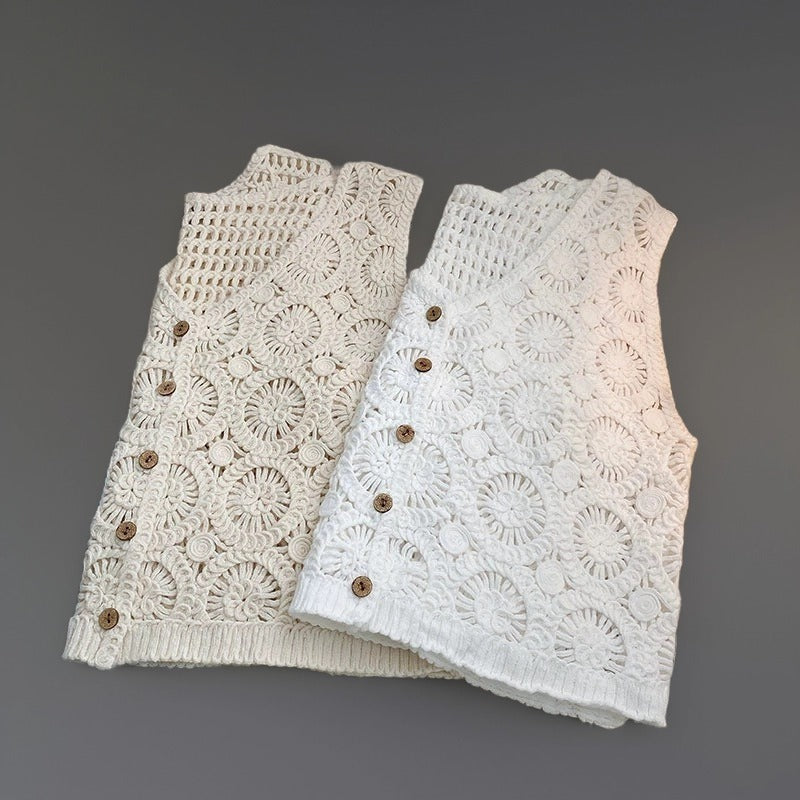 Crosa - V Neck Crochet Boho Vest