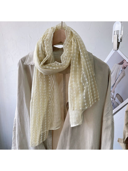 Scarvii - Textured Embroidery Long Fashion Scarf
