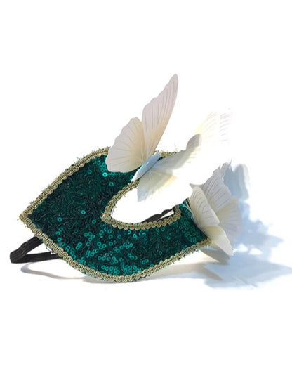 Bauai - Dramatic Delicate Green Butterfly Half-Face Mask